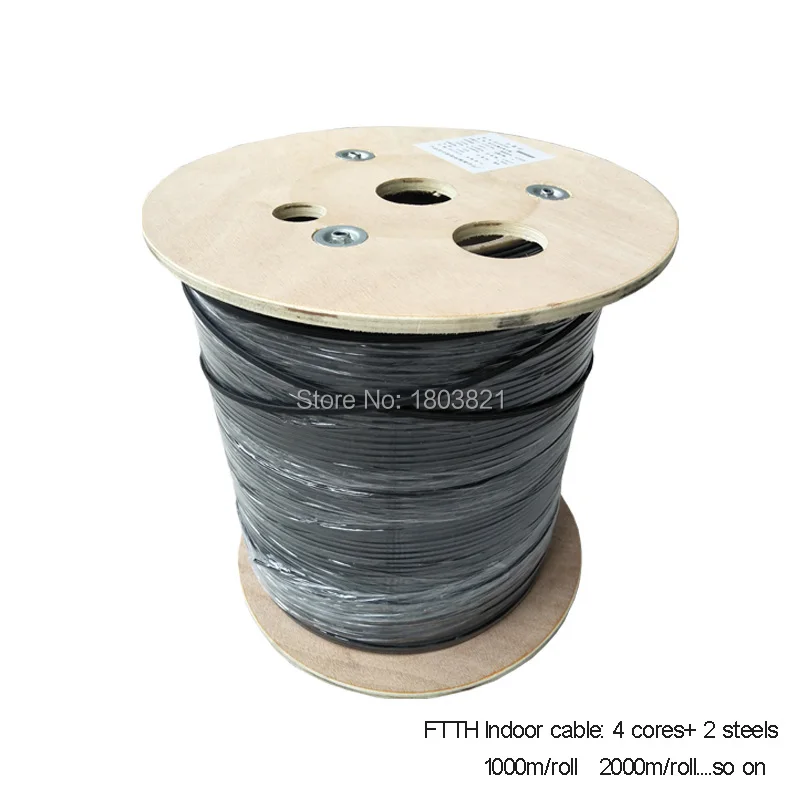 1000 м/рулон Сталь Проводной Тип 4 ядра Открытый FTTH Оптическое волокно падение