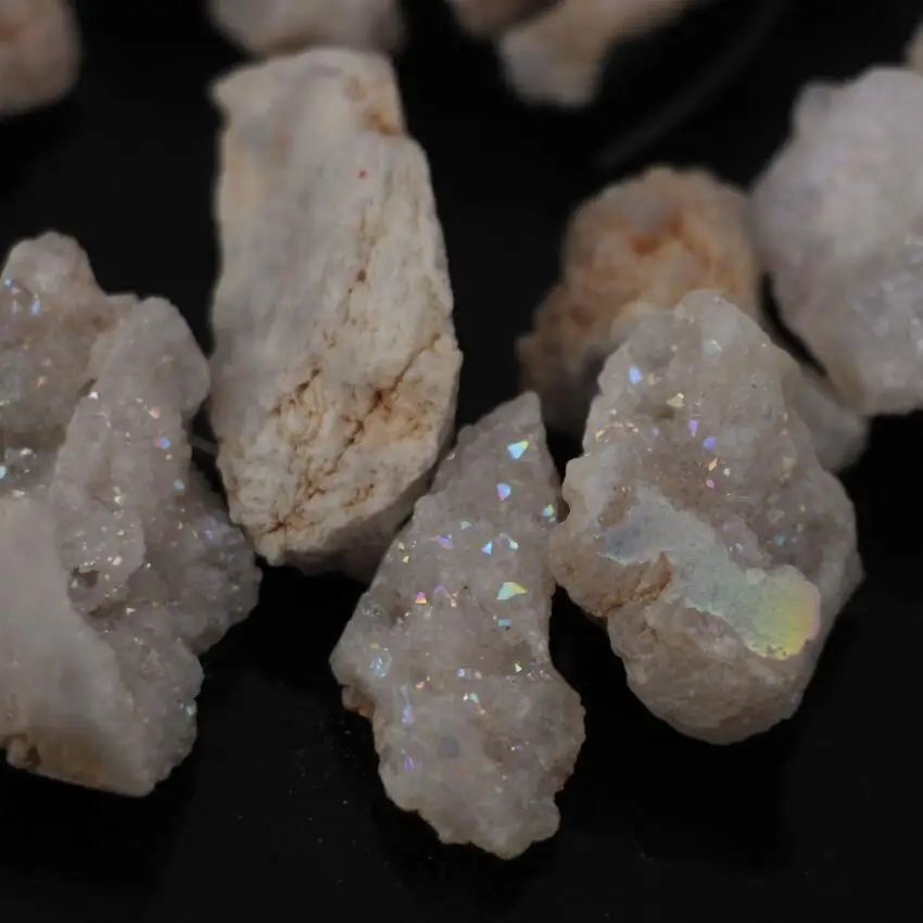 Примерно 55 шт./нитка натуральные бусины из Драпированного геода кварцевые с