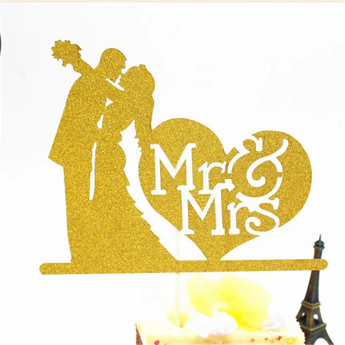 H79 Cake Topper Топпер для торта жениха и невесты свадебные украшения Mr Mrs Топпер для торта Золотой Топпер для кекса вечерние сувениры Топпер для свадебного торта - Color: H79 Cake Topper