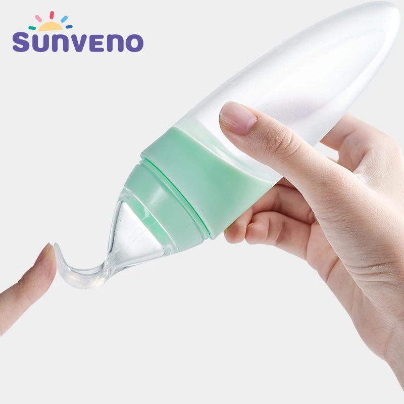 Sunveno детская сжимающая ложка для кормления, силиконовая обучающая ложка для новорожденных, Детская добавка, питатель, безопасная посуда, инструменты, 90 мл