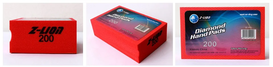 Z-LEAP 60/120/200/400 Алмазный губка для ручной полировки шлифовальный для Стекло камень Мрамор 95x55 мм пеновое на подкладке