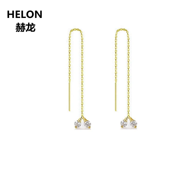

Trendy SI/H 100%Natural Diamonds Drop Earrings Solid 18k Yellow Gold Engagement Wedding Women Earrings Unique Chain Earrings