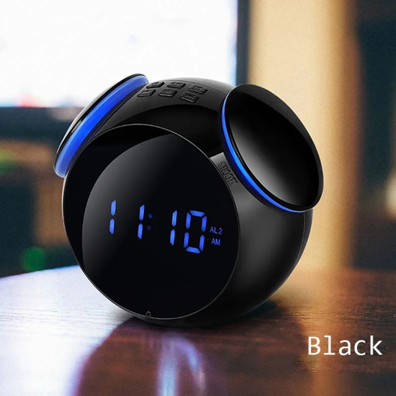 Black Беспроводной Bluetooth цифровой будильник радио Светодиодный дисплей despertador пластиковые электронные часы Настольный смарт-динамик Повтор современный - Цвет: Black