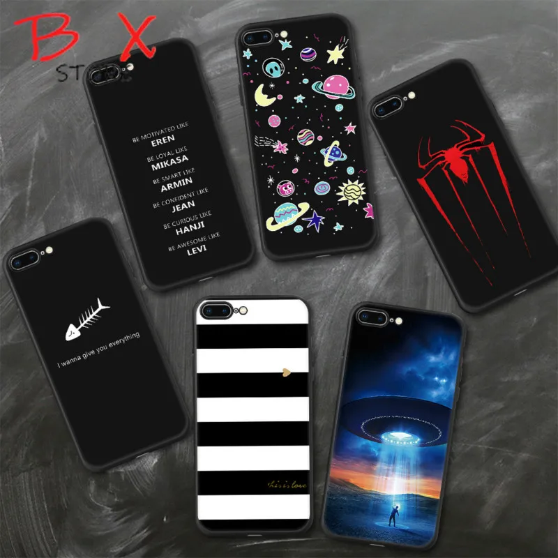 FashionFashion пространство чехол для iPhone X 8 7 6 S Plus планета Луна Звезда Паук силиконовый