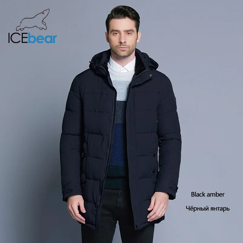 ICEbear мягкая ткань зимняя мужская куртка утолщенная Повседневная хлопковая куртка зимняя парка средней длины мужская брендовая одежда 17MD962D - Цвет: M460