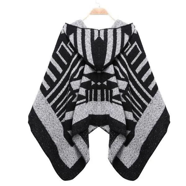 Зима Вязаный Шарф Cachecol Шеи Капюшоном Wrap Пончо Накидка Платок Женщин Шарфы Типпет