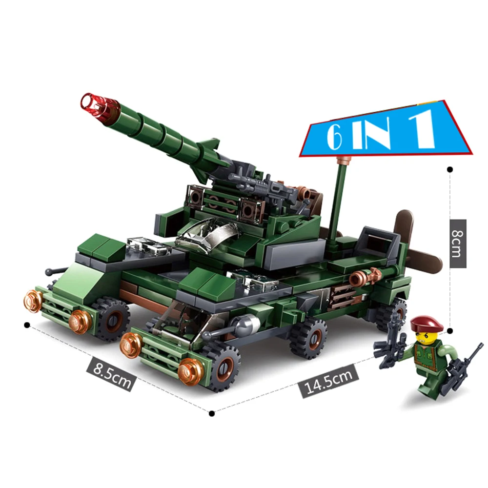 Vidiem творческие развивающие строительные блоки игрушки для мальчиков DIY 6 в 1 танк
