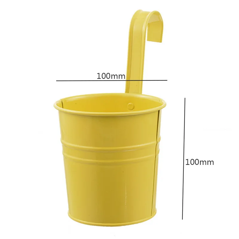 yellow Пластиковые подвесные цветочные горшки высокого качества, 10 цветов, садовые балконные горшки, кашпо, металлическое ведро, держатели для цветов, домашний декор - Цвет: yellow