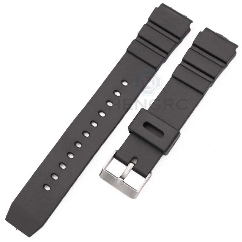 Silicone Rubber Watch Strap Band Men Black Sports Diving Watchbands Stainless Steel Pin Buckle  Watch Accessories