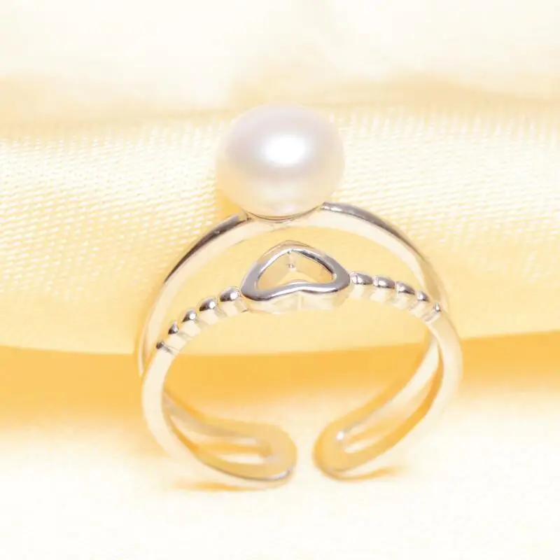 Женское кольцо из серебра пробы с натуральным пресноводным жемчугом 7 8 мм|jewelry