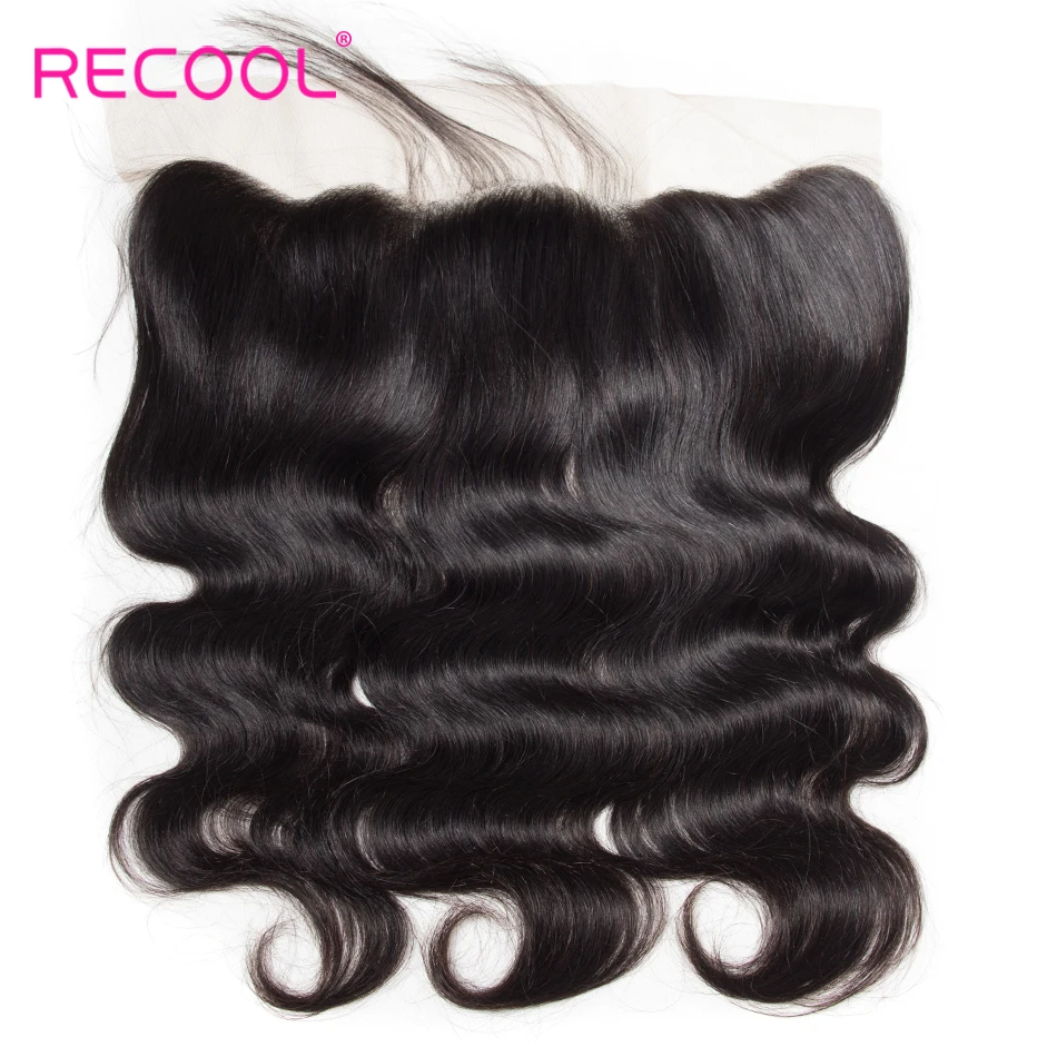 Recool человеческие волосы пучки с кружевной фронтальной бразильской волнистой