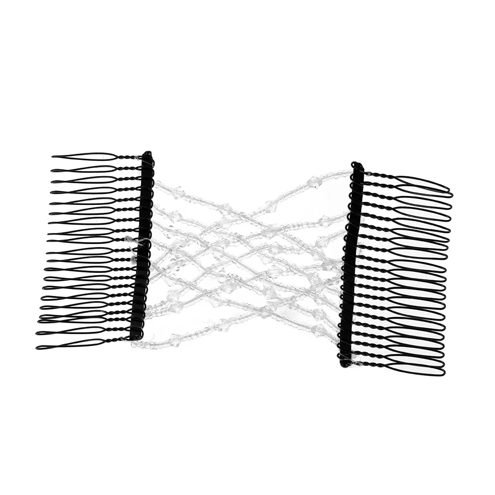 2 шт./компл. стеклянные бусины эластичный двойной гребень для волос клип DIY