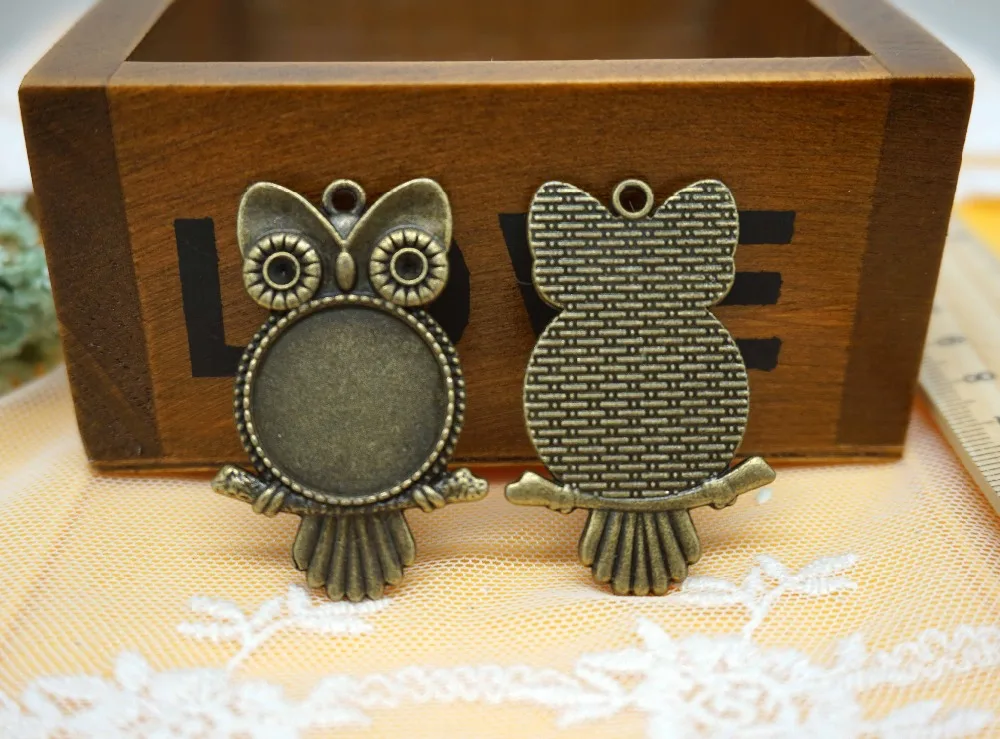 

Круглые металлические Кабошоны с совой, внутренний размер 20 мм, 2 шт./лот, основа для изготовления ожерелья, ювелирных изделий, используемых ...