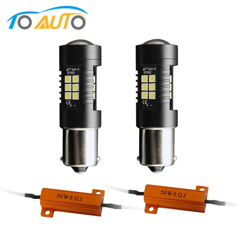 Светодиодные автолампы Canbus 1156 BA15S P21W R5W R10W BAU15S PY21W BAY15D 1157 P21/5 Вт 2 шт. автомобильная