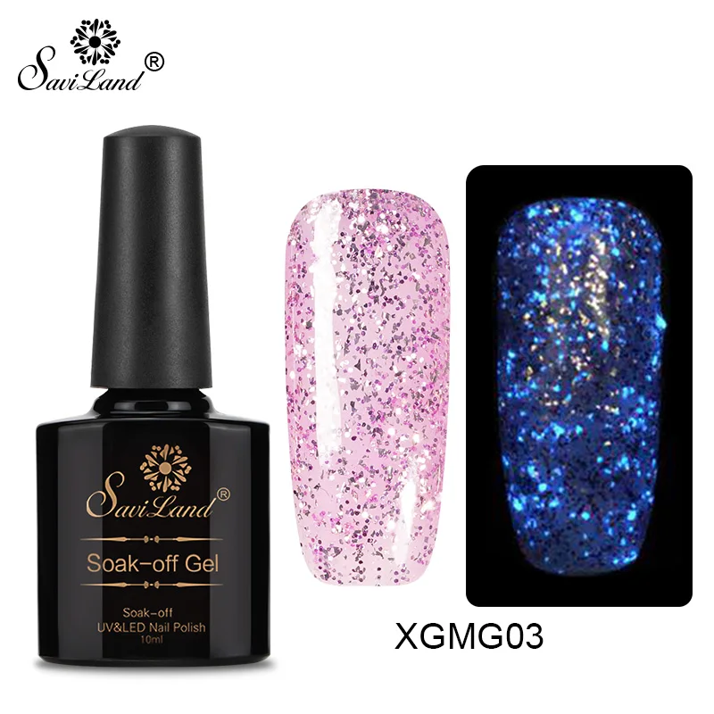 XGMG03 Saviland 10 мл светящийся флуоресцентный золотой УФ-светодиодный Гель-лак для ногтей розовое золото розовый блестящий лак хлопья изменение цвета - Цвет: XGMG03