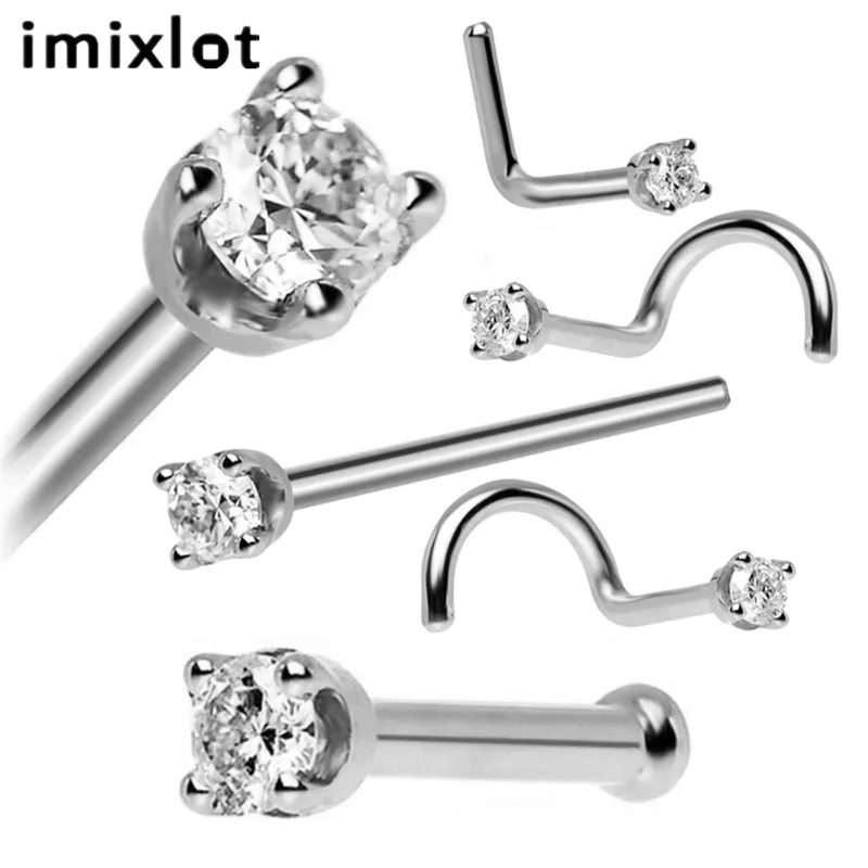Imixlot 5 шт. многофункциональные носовые гвозди в стиле панк с цирконием 7 слов