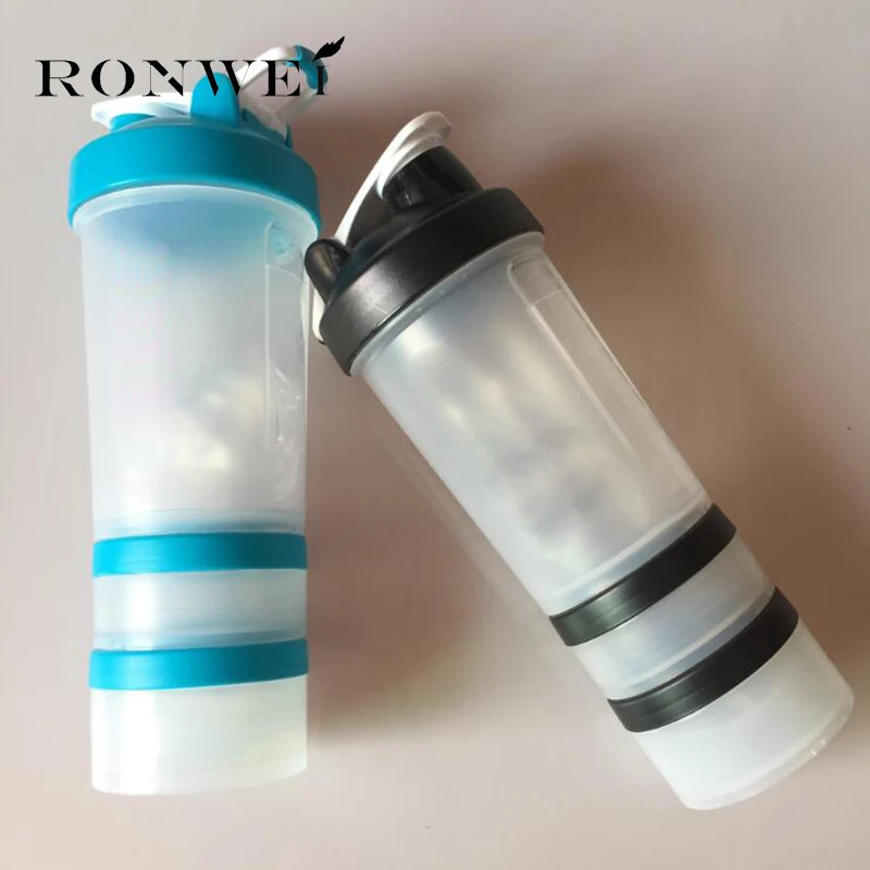 Бутылка для протеинового порошка "Muscle Fitness Shaker" с заменителем приема пищи и 3 слоями специального молочного сыворотки.