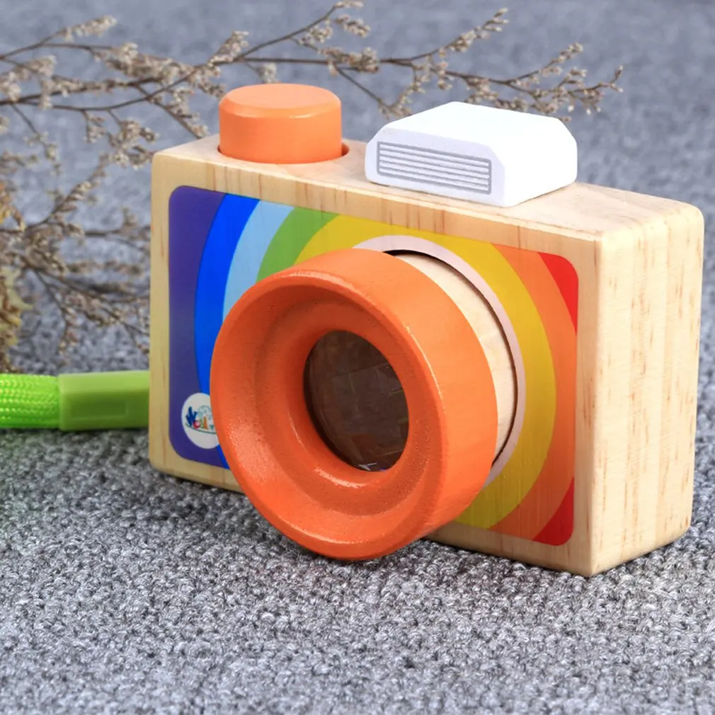 Children Simulation Camera Multicolor Wooden Baby Toy Convenient Play Unique Design Fine Craftsmanship Kaleidoscope |
