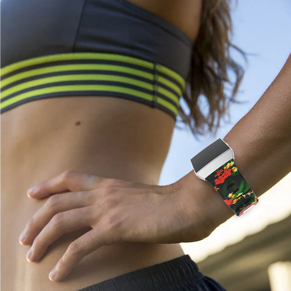 Легкие силиконовые спортивные часы с принтом браслет для умных часов Fitbit