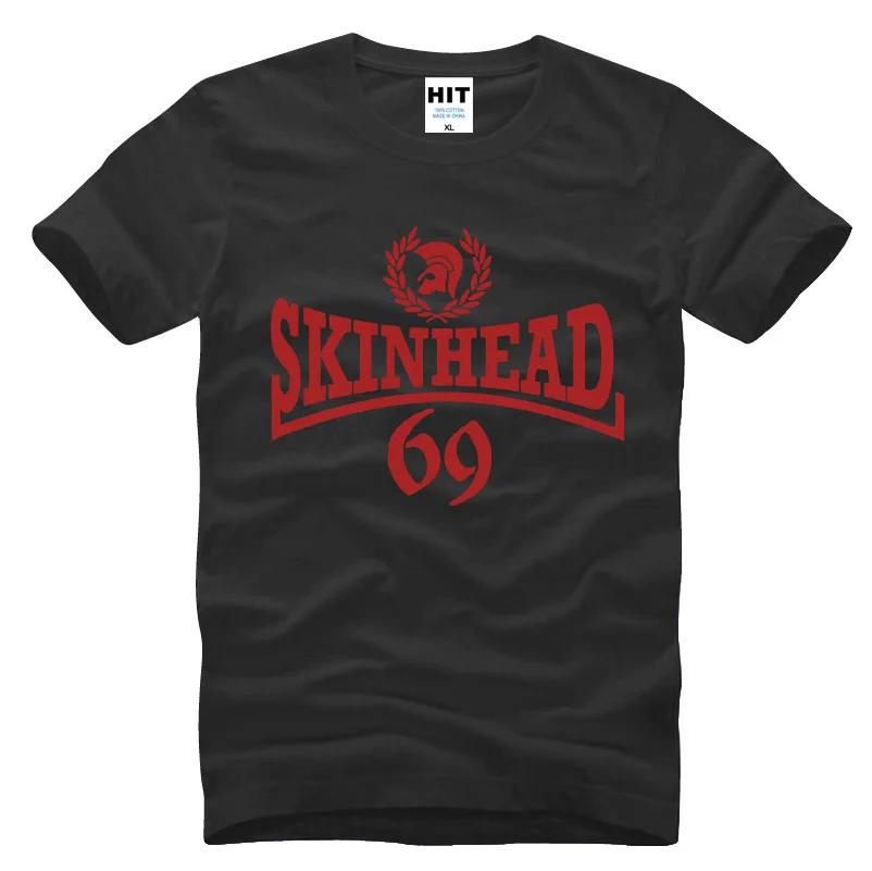 Мужская футболка с принтом Skinhead модная коротким рукавом и круглым вырезом
