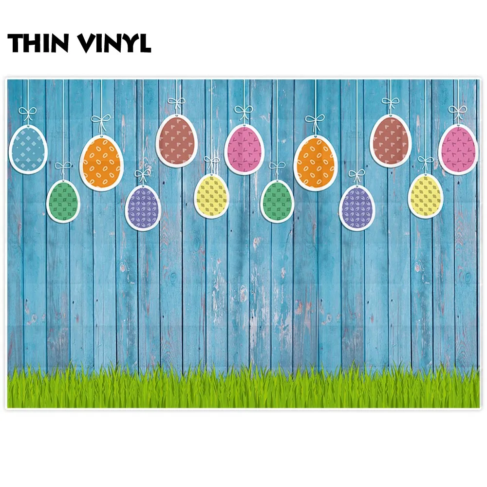 Allenjoy photophone photography blue wooden wall eggs baby Easter backdrops photocall photobooth for photo shoots | Электроника