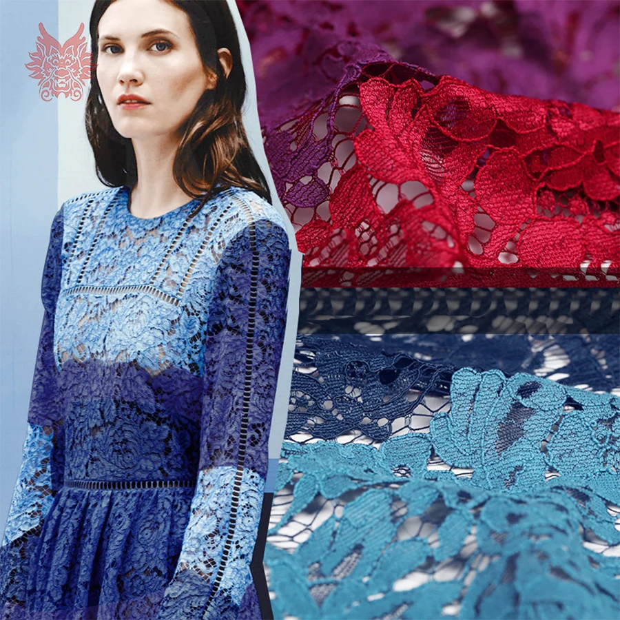 2016 New fashion spring summer multi color floral embroidery lace fabric for dress shirt sewing cloth SP3443 |