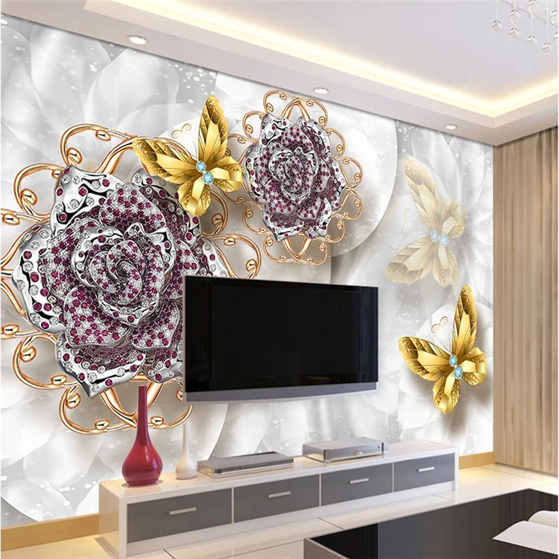 

beibehang Customize any size mural wallpaper European jewelery 3D living room sofa TV backdrop papel de parede 3d wallpaper