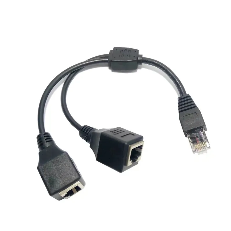 Сетевой Разветвитель RJ45 с 1 штекера на 2 гнездовых порта удлинитель со штекером