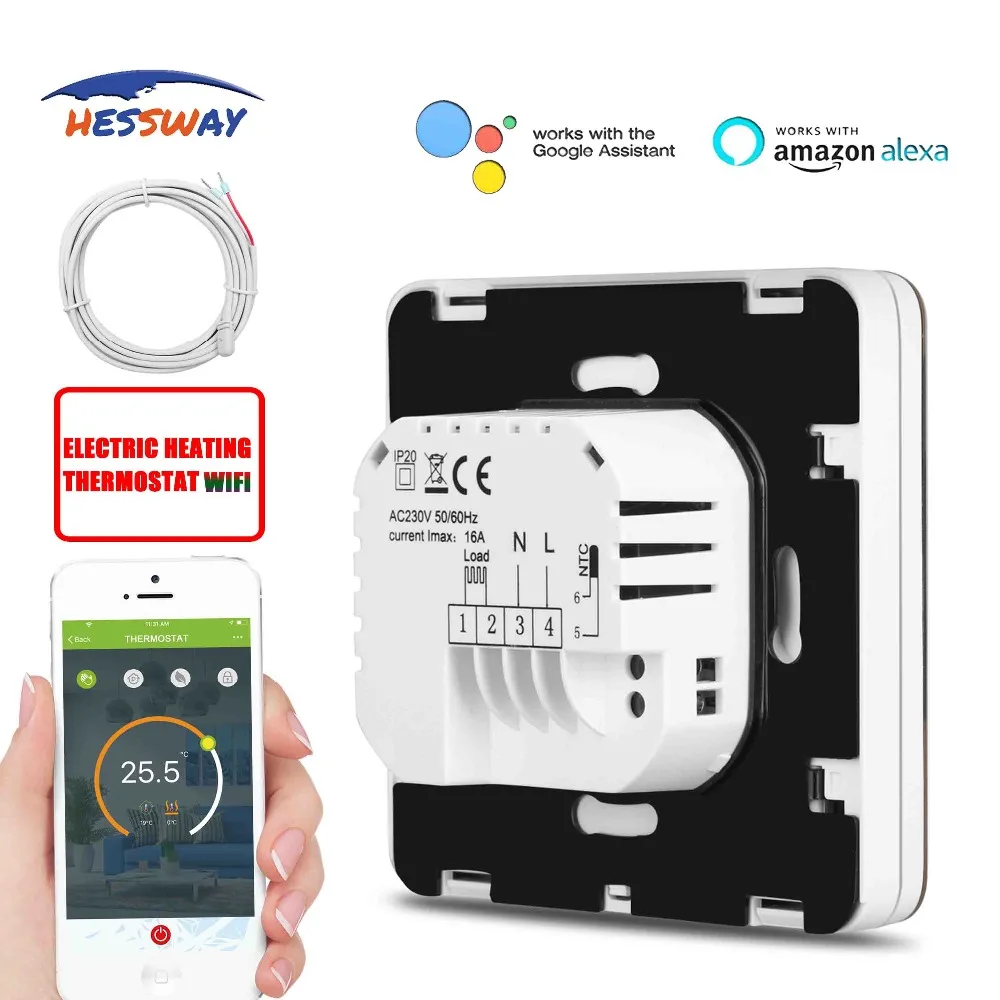 HESSWAY TUYA Smart Chip терморегулятор сенсорный Экран нагрева WI FI термостат двойной