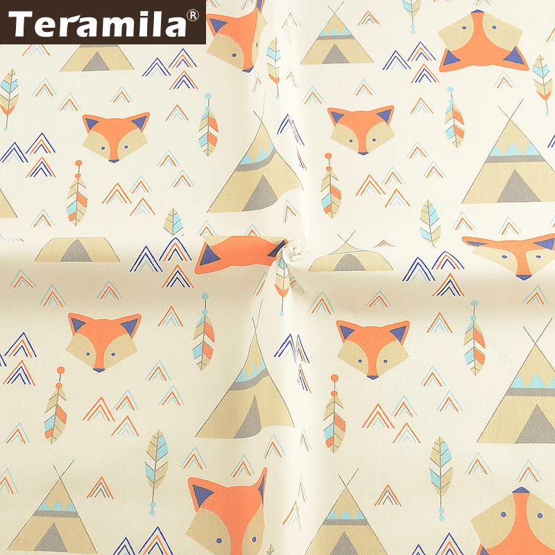 Хлопок teramila ткань лиса мультфильм дизайн Tecido Tela постельные принадлежности DIY лоскутное шитье детская ткань швейный домашний текстиль Скрапбукинг