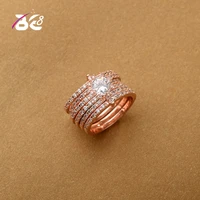 be 8 new inlaid cz stone classic rings fashion one stacking ring set including 6pcs round rings women jewelry r130