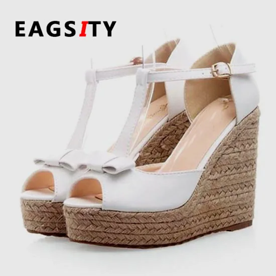 Женские босоножки на танкетке EAGSITY сандалии Мэри Джейн в японском стиле с