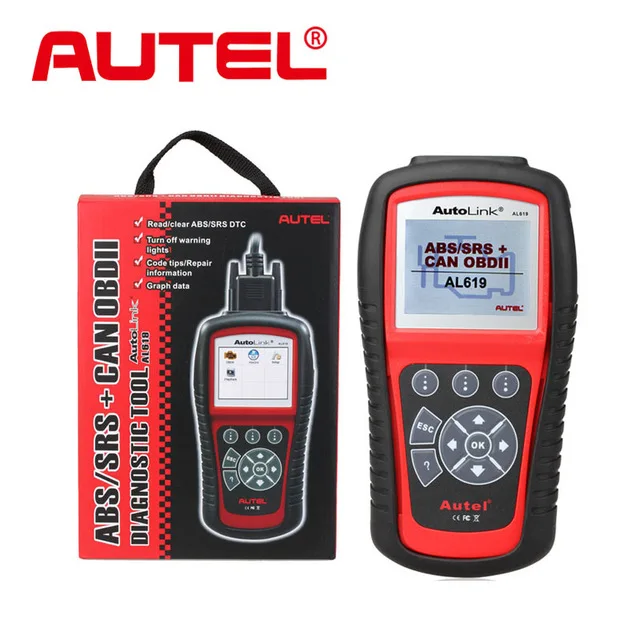 Оригинальный Autel AutoLink AL619 OBDII CAN ABS и SRS сканер профессиональный диагностический
