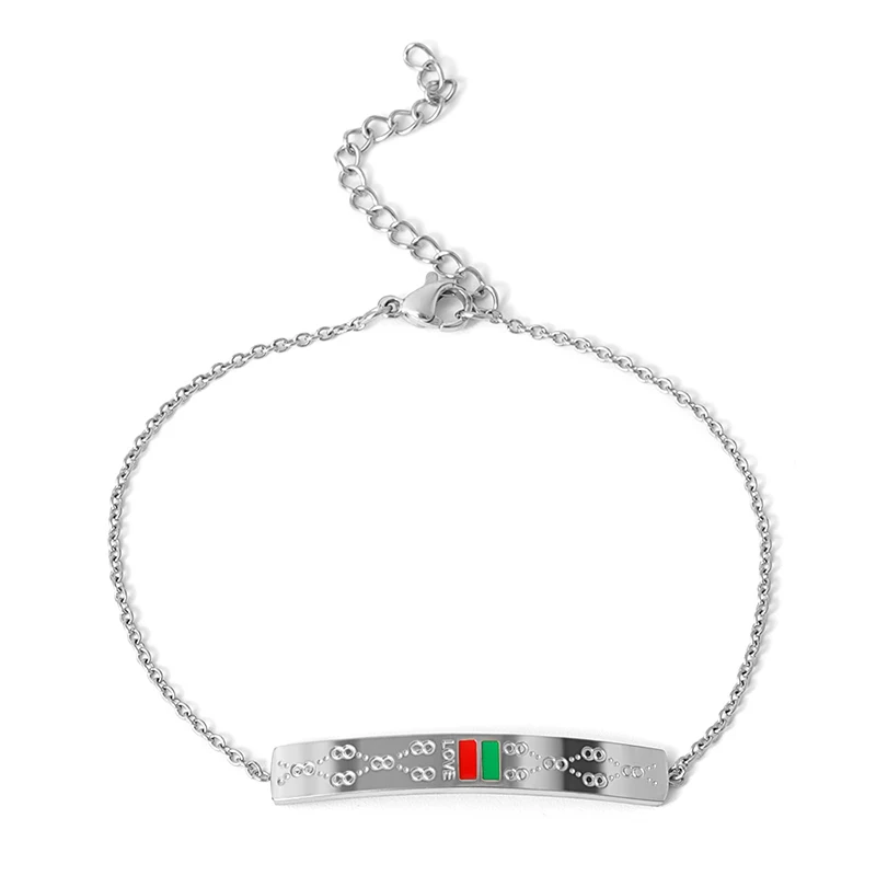silver color Очаровательные браслеты-цепочки, браслеты для женщин и мужчин, нержавеющая сталь, позолота 24 K, модные свадебные украшения, подарок - Окраска металла: silver color