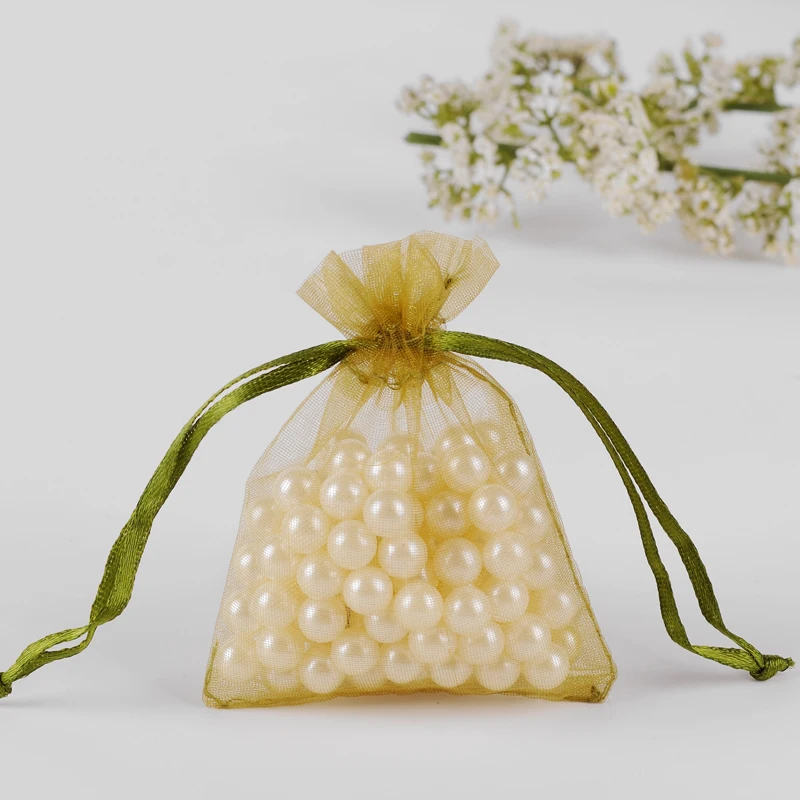 7x9 см оливково-зеленый органзы подарок ювелирных изделий Сумки Дешевые Чехлы