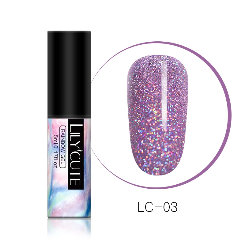 LC-03 LILYCUTE 5 мл Блестящий УФ Гель-лак с блестками Блестящий голографический мерцающий отмачивающийся Гель-лак для дизайна ногтей маникюрный лак - Цвет: LC-03