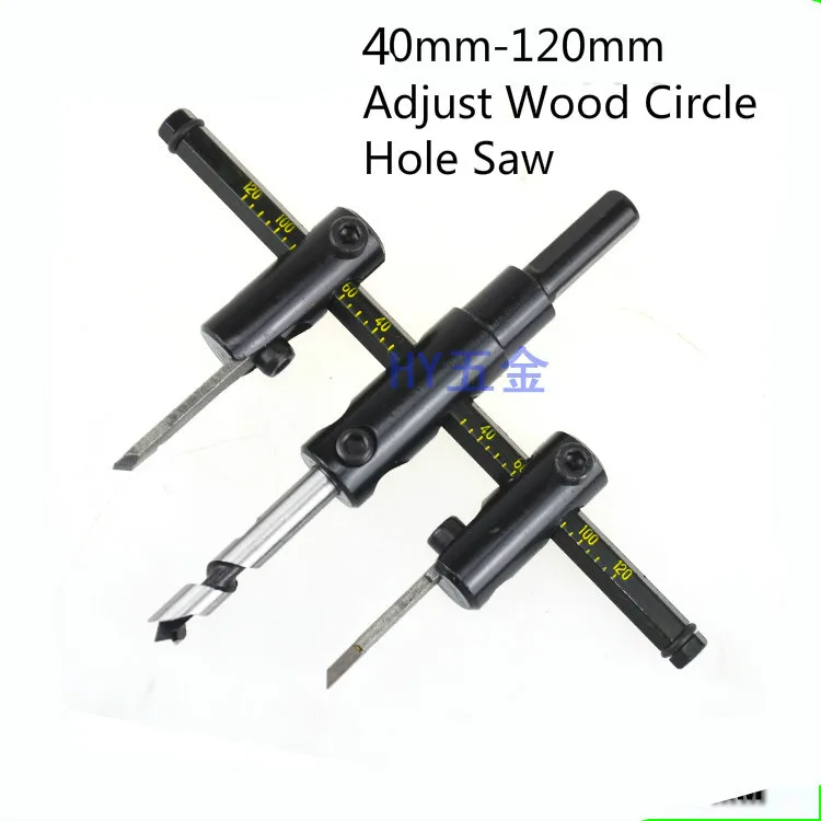 

40mm-120mm Adjust Wood Circle Hole Saw Cutter Tool Kit Set Cordless Drill Bit