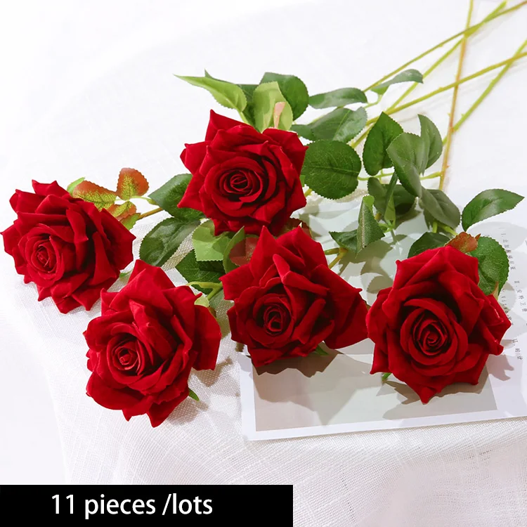 as picture color 11 шт./лот Свадебный букет из роз розы Искусственные цветы Белый Красный цвет шампанского фиолетовый розовый цветы для вечерние - Цвет: as picture color