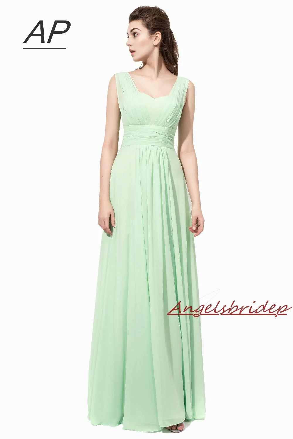 ANGELSBRIDEP мятно зеленые платья для подружек невесты длинные модные Наплечные до