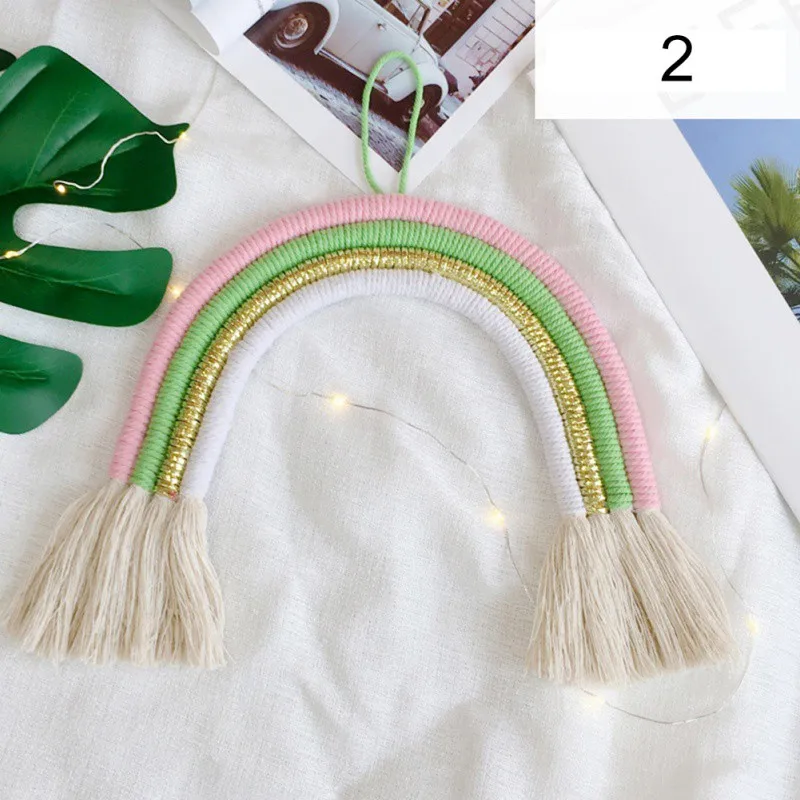 Скандинавские настенные художественные детские подарочные украшения комнаты плетеные радужные настенные гобелены с кисточкой макраме ручной работы вязаные подвесные