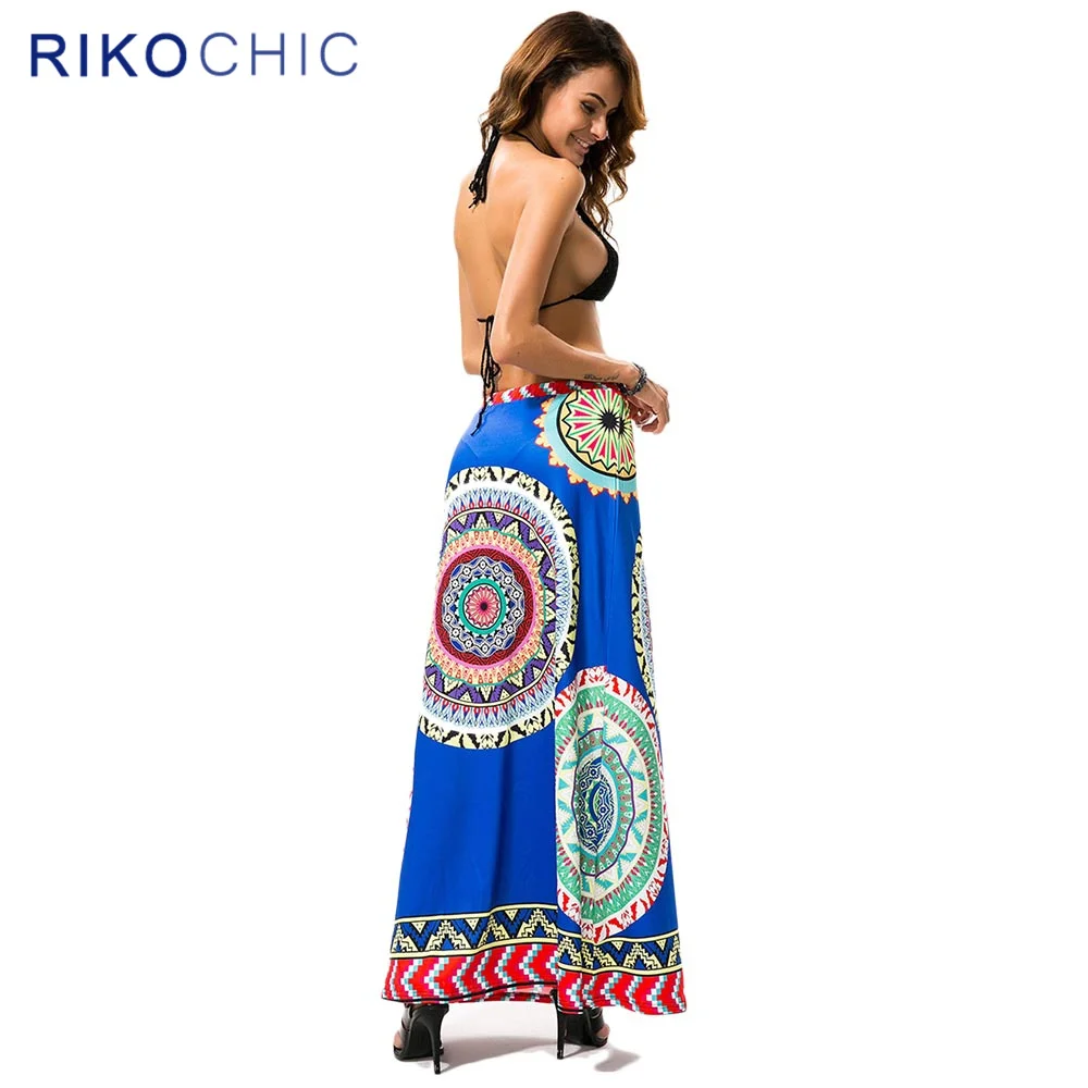 Rikochic Лето Повседневное Макси бохо-юбка Этническая Круглый Цветок dashiki печати