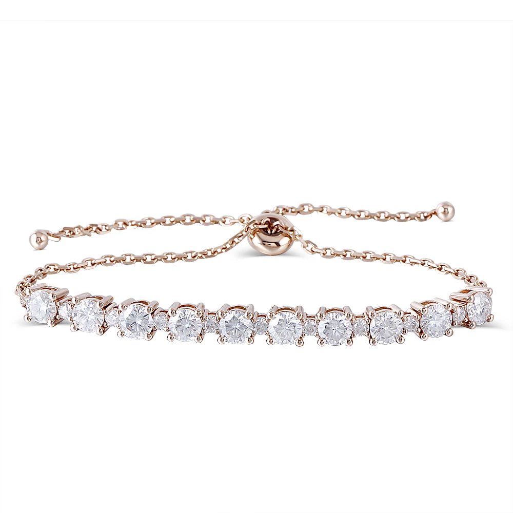 DovEggs классические 18 К розовое золото 2.8ctw F цветные Moissanite алмазные браслеты для женщин Регулируемая теннисная браслеты подарок на день Святого Валентина