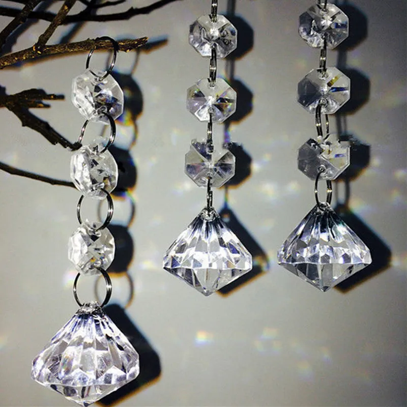 

Free Shipping 20pcs/lot 11CM garland strands crystal clear Acrylic Pendants For Christmas Tree Decoration Supplies