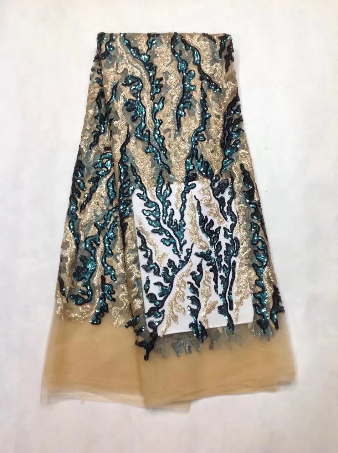 

African Lace Fabric Black African Guipure Lace fabric with Sequins High Quality French Lace Sequin Fabric JL013