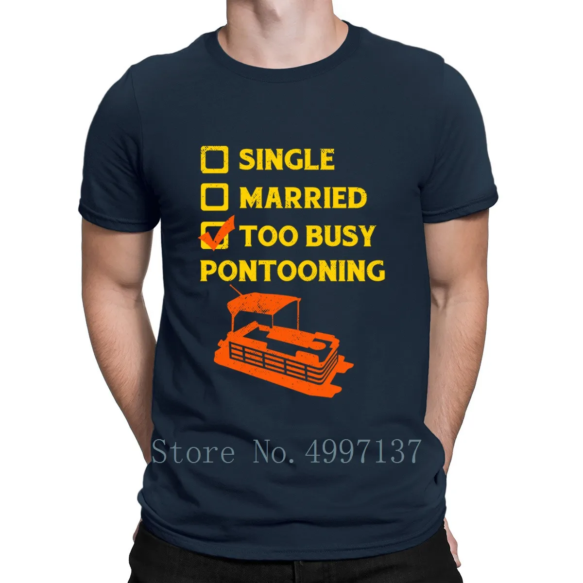 

Pontoon Boat Too Busy Pontooning Fathers Day T Shirt Cool O Neck Cotton Trend Breathable Create Spring Autumn Famous Shirt