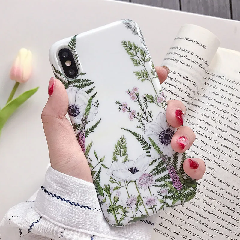 AC7384 USLION цветок мягкий чехол для телефона для iPhone 11 Pro Max 8 6 7 Plus роза цветочные листья чехол для iPhone X XS Max XR ТПУ силиконовый чехол - Цвет: AC7384