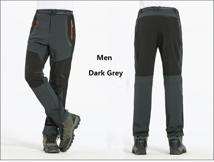 Men gray Новинка, мужские и женские осенне-зимние теплые походные брюки, флисовые водонепроницаемые ветрозащитные брюки для альпинизма и рыбалки - Цвет: Men gray