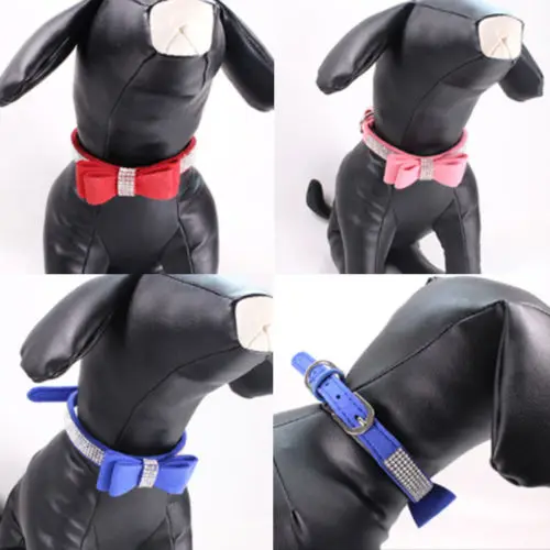 Модный замшевый кожаный стразы ошейник для собак со стразами милый мягкий