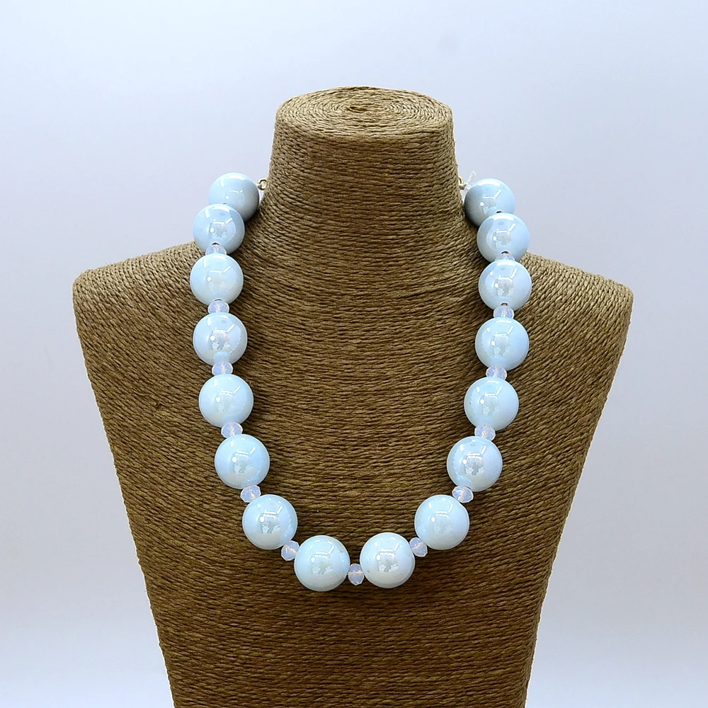 Женское керамическое колье с бусинами короткая цепь на шею 2 цвета|statement necklace|chain