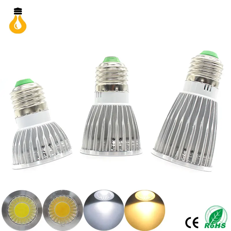 Вел прожектор 9 W 12 15 светодиодные фонари E27 E14 GU10 GU5.3 220 V MR16 COB лампы теплый белый